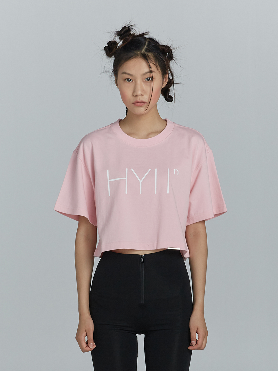 [하이투] HYII 로고 크롭 티셔츠 PINK