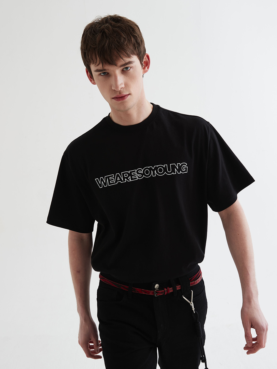 [하이투] Slogan Print Tshirt Black